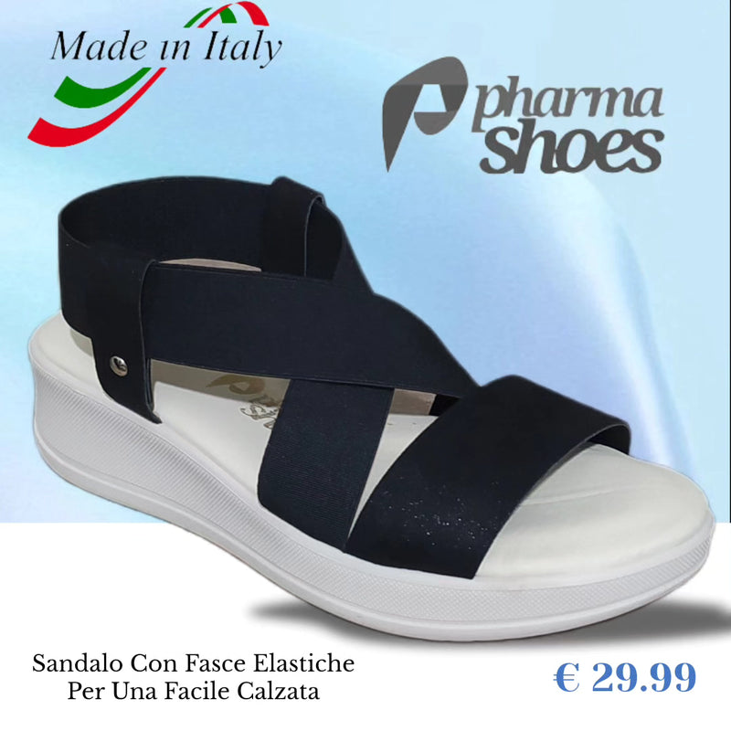 Sandalo Fasce Elastiche e Plantare Soft Anatomico Vera Pelle Linea Comoda