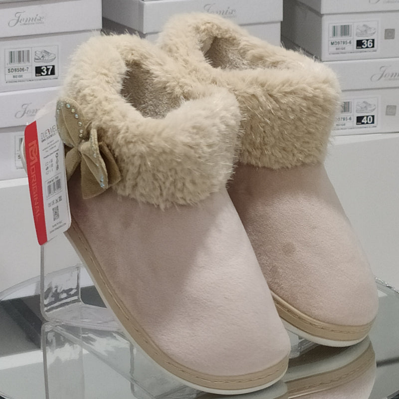 DUE MELE - Pantofole/Ciabatte Donna Inverno Chiuse Slip On Tessuto Felpato Morbido Con Suola In Gomma