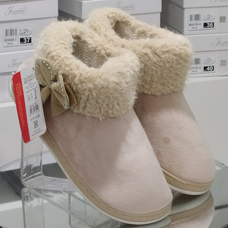 DUE MELE - Pantofole/Ciabatte Donna Inverno Chiuse Slip On Tessuto Felpato Morbido Con Suola In Gomma