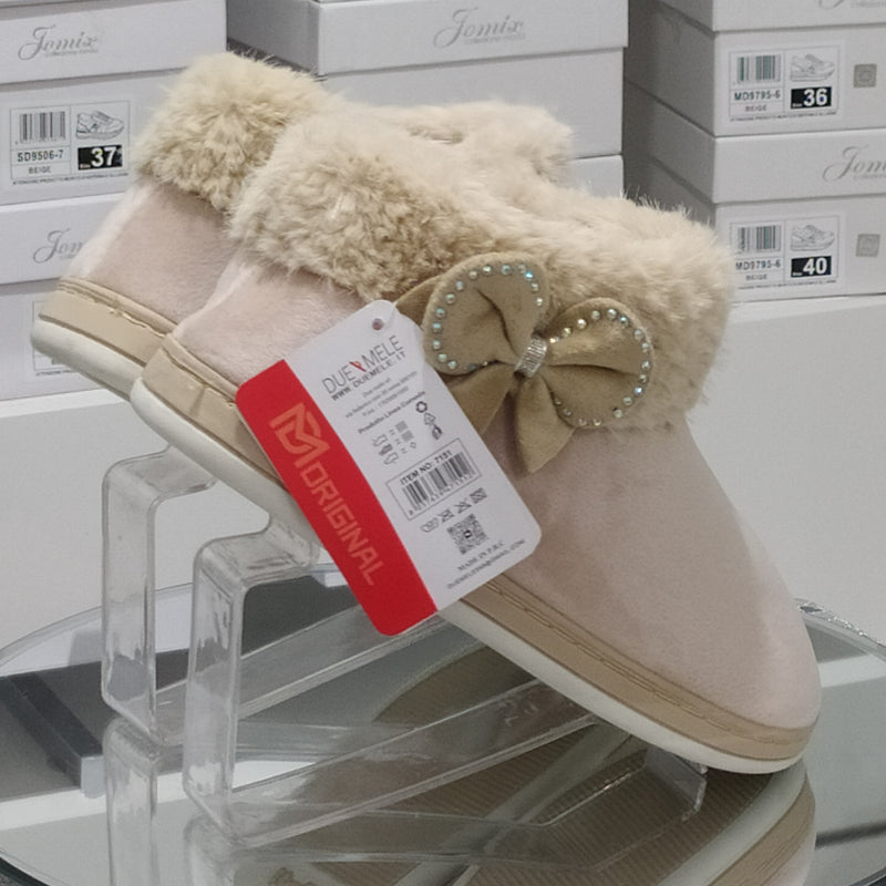 DUE MELE - Pantofole/Ciabatte Donna Inverno Chiuse Slip On Tessuto Felpato Morbido Con Suola In Gomma