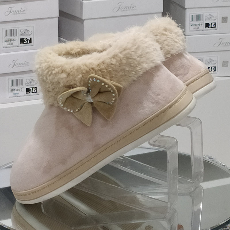 DUE MELE - Pantofole/Ciabatte Donna Inverno Chiuse Slip On Tessuto Felpato Morbido Con Suola In Gomma