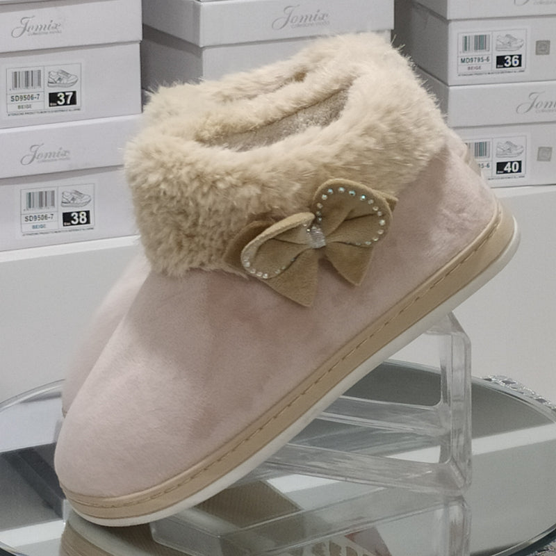 DUE MELE - Pantofole/Ciabatte Donna Inverno Chiuse Slip On Tessuto Felpato Morbido Con Suola In Gomma