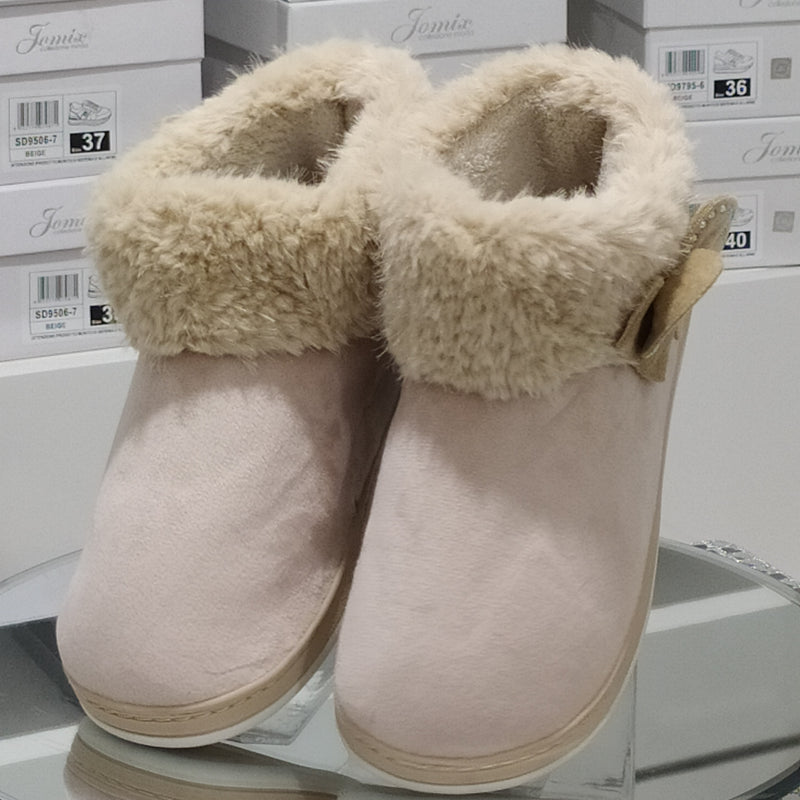 DUE MELE - Pantofole/Ciabatte Donna Inverno Chiuse Slip On Tessuto Felpato Morbido Con Suola In Gomma