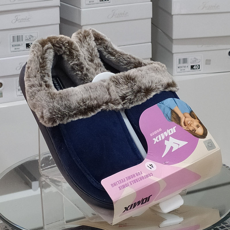 JOMIX - Pantofole/Ciabatte Donna Inverno Chiuse Slip On Tessuto Felpato Morbido Con Suola In Gomma