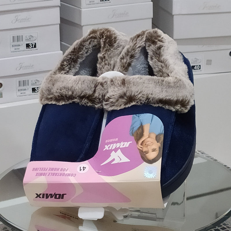 JOMIX - Pantofole/Ciabatte Donna Inverno Chiuse Slip On Tessuto Felpato Morbido Con Suola In Gomma