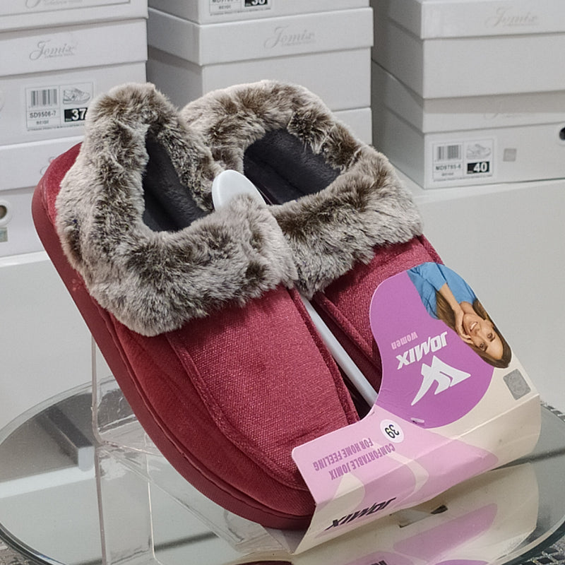 JOMIX - Pantofole/Ciabatte Donna Inverno Chiuse Slip On Tessuto Felpato Morbido Con Suola In Gomma