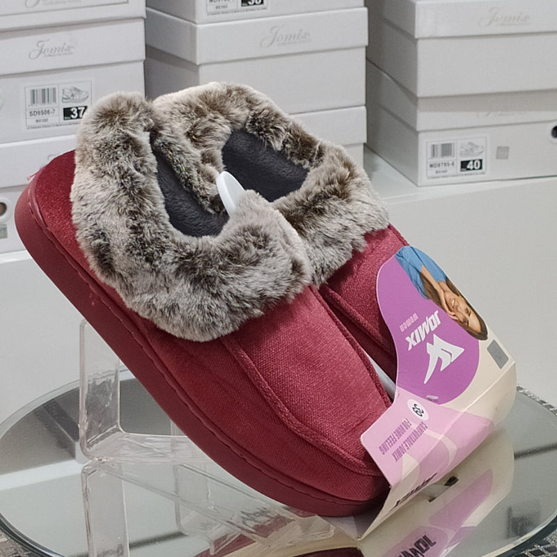 JOMIX - Pantofole/Ciabatte Donna Inverno Chiuse Slip On Tessuto Felpato Morbido Con Suola In Gomma