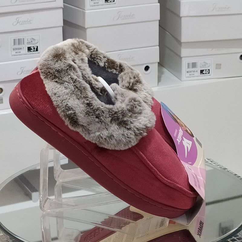 JOMIX - Pantofole/Ciabatte Donna Inverno Chiuse Slip On Tessuto Felpato Morbido Con Suola In Gomma