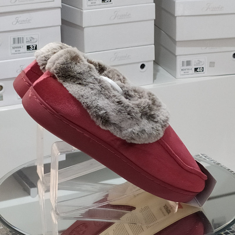 JOMIX - Pantofole/Ciabatte Donna Inverno Chiuse Slip On Tessuto Felpato Morbido Con Suola In Gomma