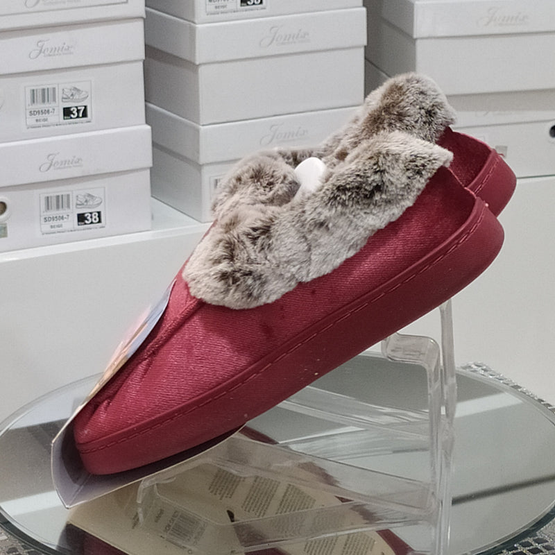 JOMIX - Pantofole/Ciabatte Donna Inverno Chiuse Slip On Tessuto Felpato Morbido Con Suola In Gomma