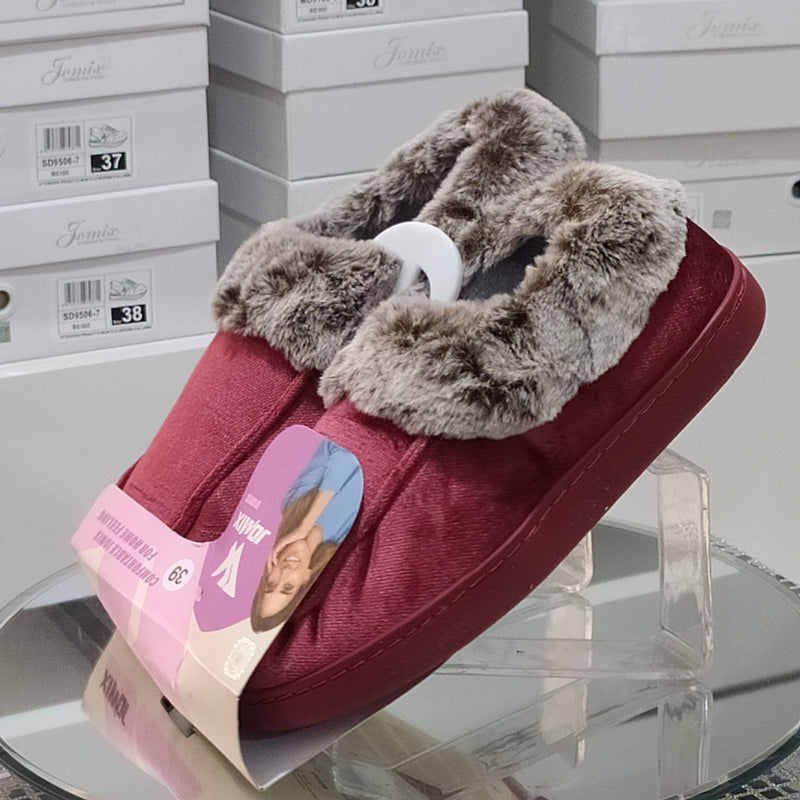 JOMIX - Pantofole/Ciabatte Donna Inverno Chiuse Slip On Tessuto Felpato Morbido Con Suola In Gomma