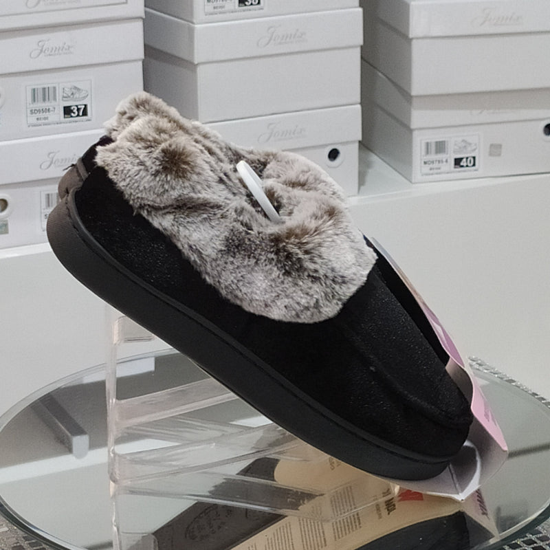 JOMIX - Pantofole/Ciabatte Donna Inverno Chiuse Slip On Tessuto Felpato Morbido Con Suola In Gomma