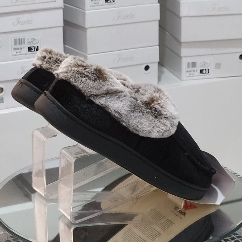 JOMIX - Pantofole/Ciabatte Donna Inverno Chiuse Slip On Tessuto Felpato Morbido Con Suola In Gomma