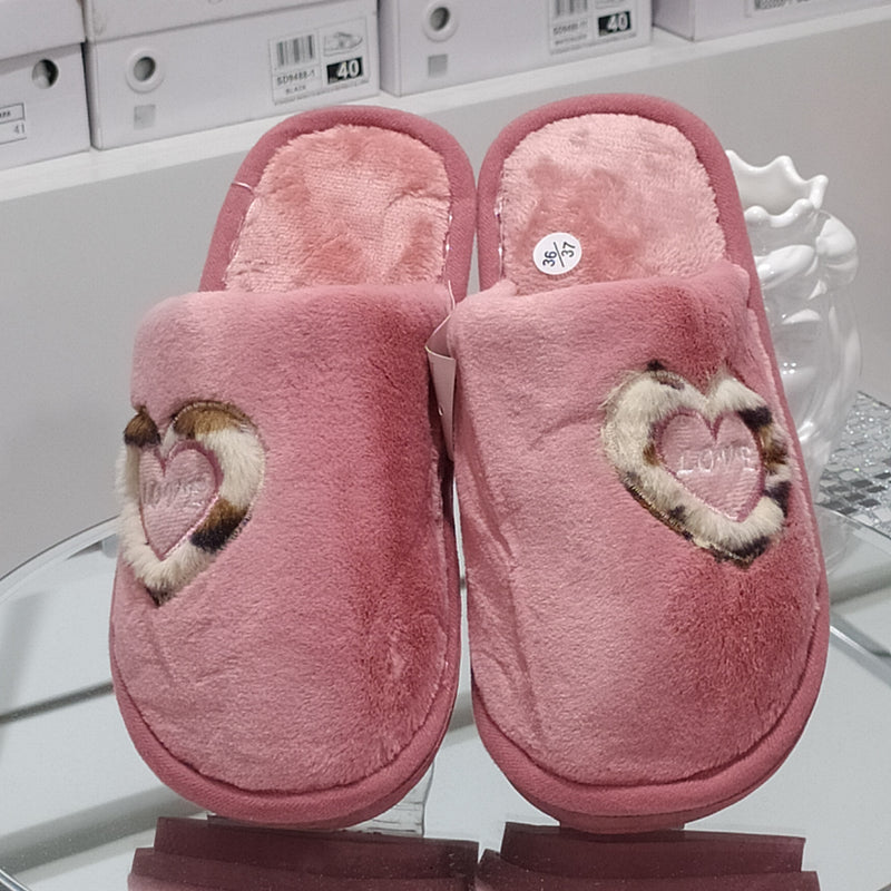 BLU FARFALLA - Pantofole/Ciabatte Donna Inverno Tessuto Felpato Morbido Con Suola In Gomma