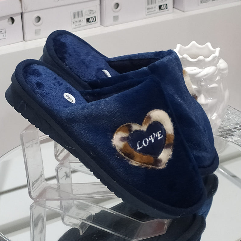 BLU FARFALLA - Pantofole/Ciabatte Donna Inverno Tessuto Felpato Morbido Con Suola In Gomma