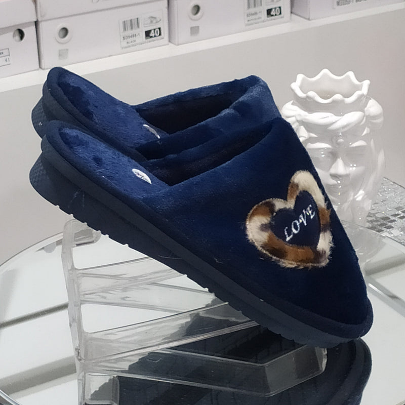 BLU FARFALLA - Pantofole/Ciabatte Donna Inverno Tessuto Felpato Morbido Con Suola In Gomma