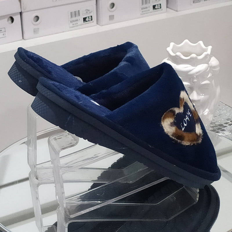 BLU FARFALLA - Pantofole/Ciabatte Donna Inverno Tessuto Felpato Morbido Con Suola In Gomma