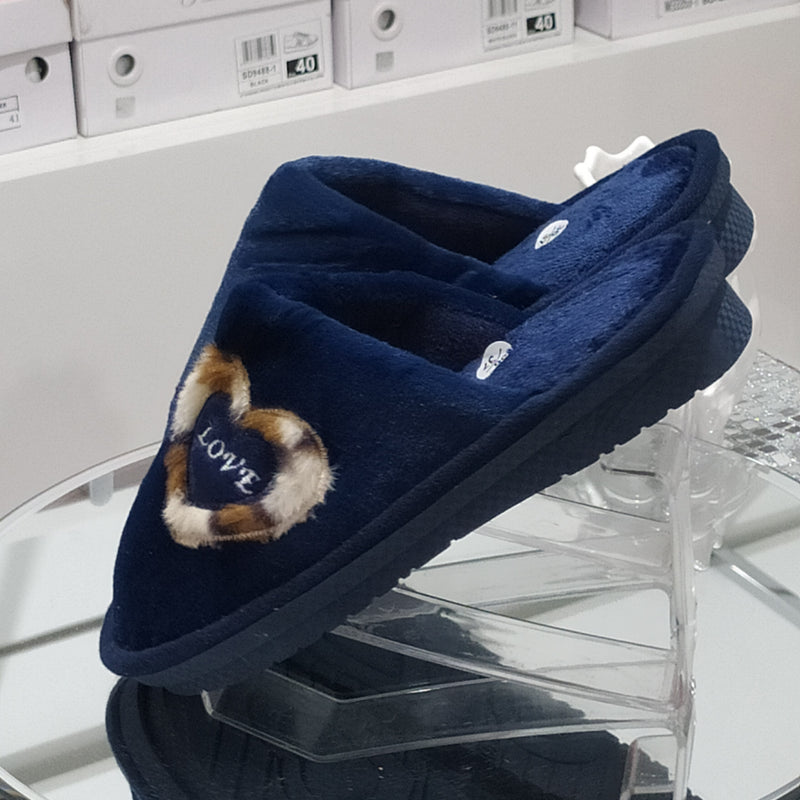 BLU FARFALLA - Pantofole/Ciabatte Donna Inverno Tessuto Felpato Morbido Con Suola In Gomma