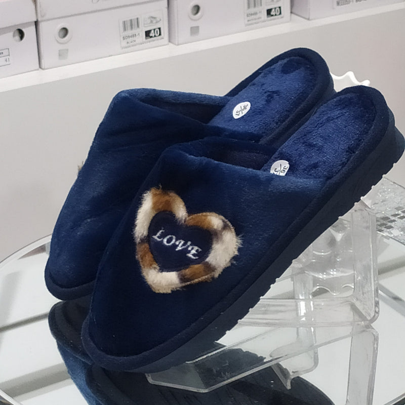 BLU FARFALLA - Pantofole/Ciabatte Donna Inverno Tessuto Felpato Morbido Con Suola In Gomma