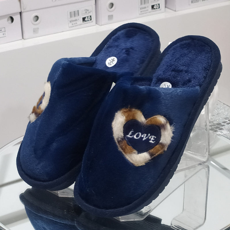 BLU FARFALLA - Pantofole/Ciabatte Donna Inverno Tessuto Felpato Morbido Con Suola In Gomma