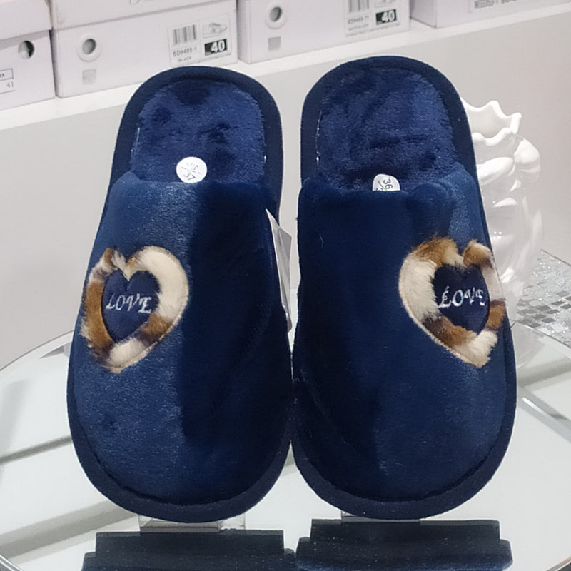 BLU FARFALLA - Pantofole/Ciabatte Donna Inverno Tessuto Felpato Morbido Con Suola In Gomma