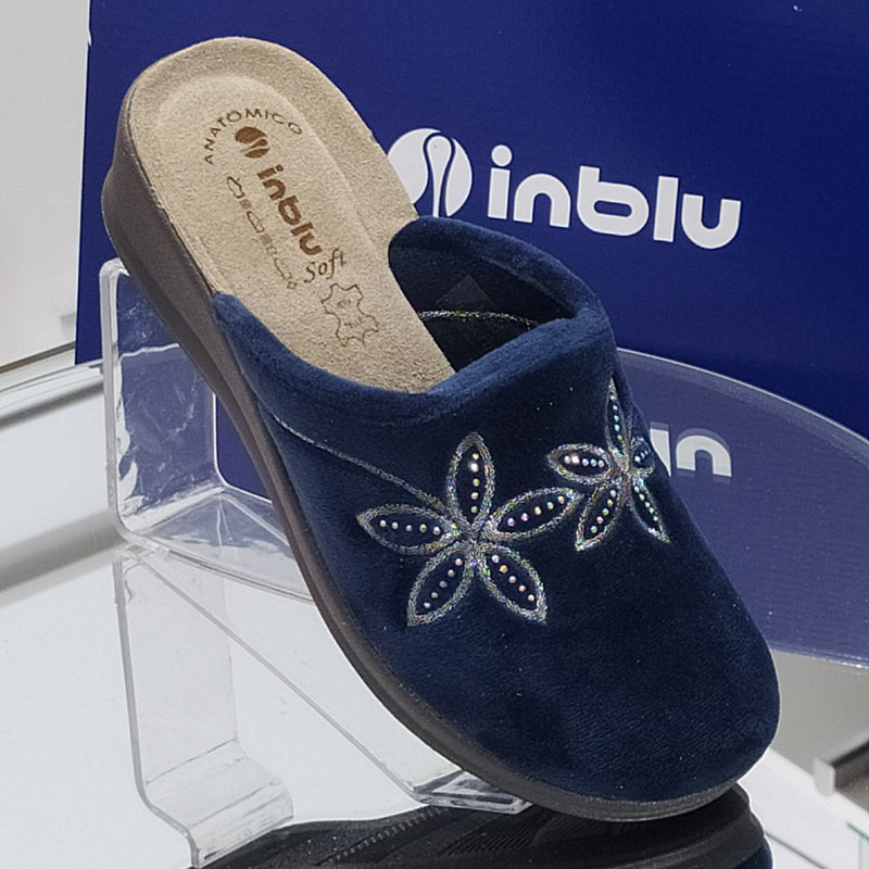 INBLU - Pantofole Ciabatte Invernali // Dettagli Ricami e Strass // Plantare In Vera Pelle SOFT Anatomico