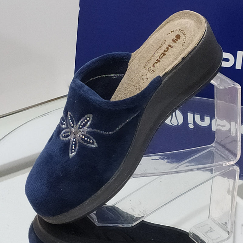 INBLU - Pantofole Ciabatte Invernali // Dettagli Ricami e Strass // Plantare In Vera Pelle SOFT Anatomico