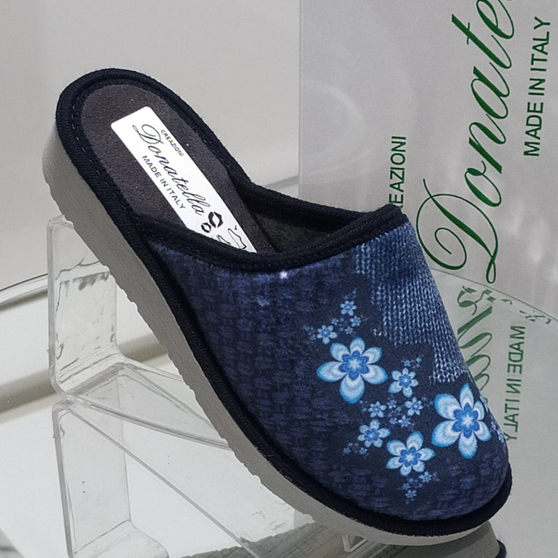 DONATELLA - Made In Italy Pantofole/Ciabatte Donna Inverno Tessuto Felpato Morbido Con Suola In Gomma