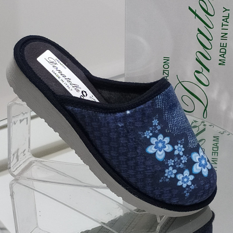 DONATELLA - Made In Italy Pantofole/Ciabatte Donna Inverno Tessuto Felpato Morbido Con Suola In Gomma