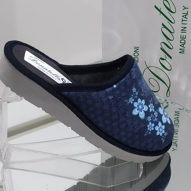 DONATELLA - Made In Italy Pantofole/Ciabatte Donna Inverno Tessuto Felpato Morbido Con Suola In Gomma