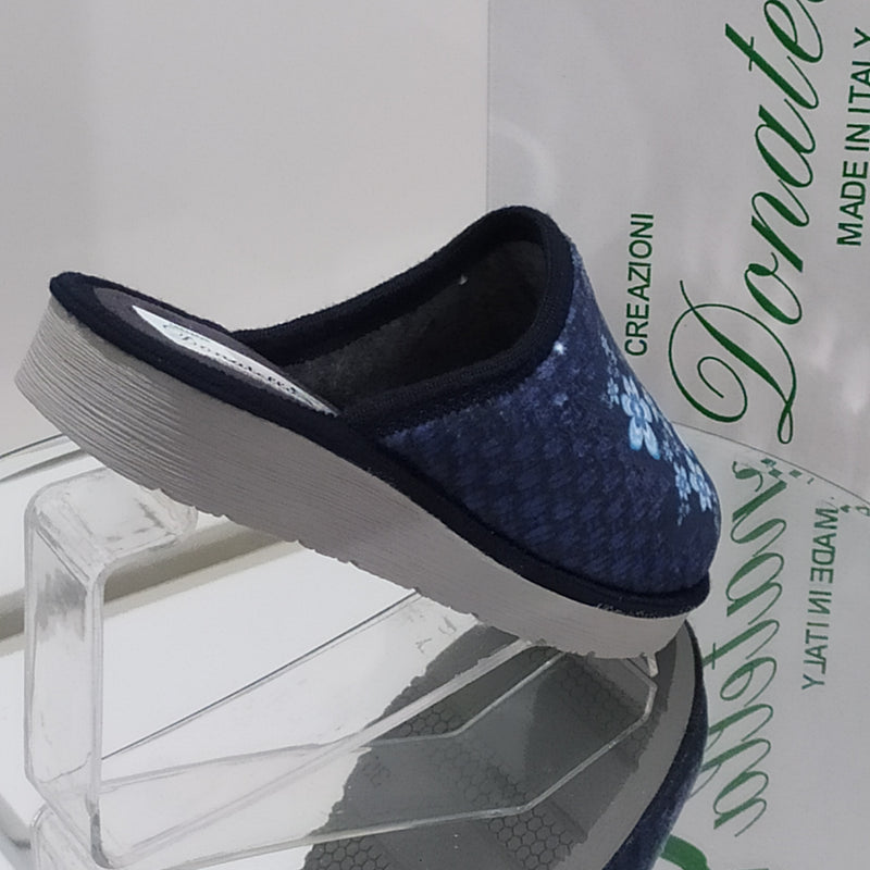 DONATELLA - Made In Italy Pantofole/Ciabatte Donna Inverno Tessuto Felpato Morbido Con Suola In Gomma