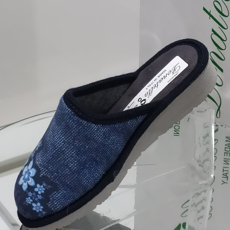 DONATELLA - Made In Italy Pantofole/Ciabatte Donna Inverno Tessuto Felpato Morbido Con Suola In Gomma