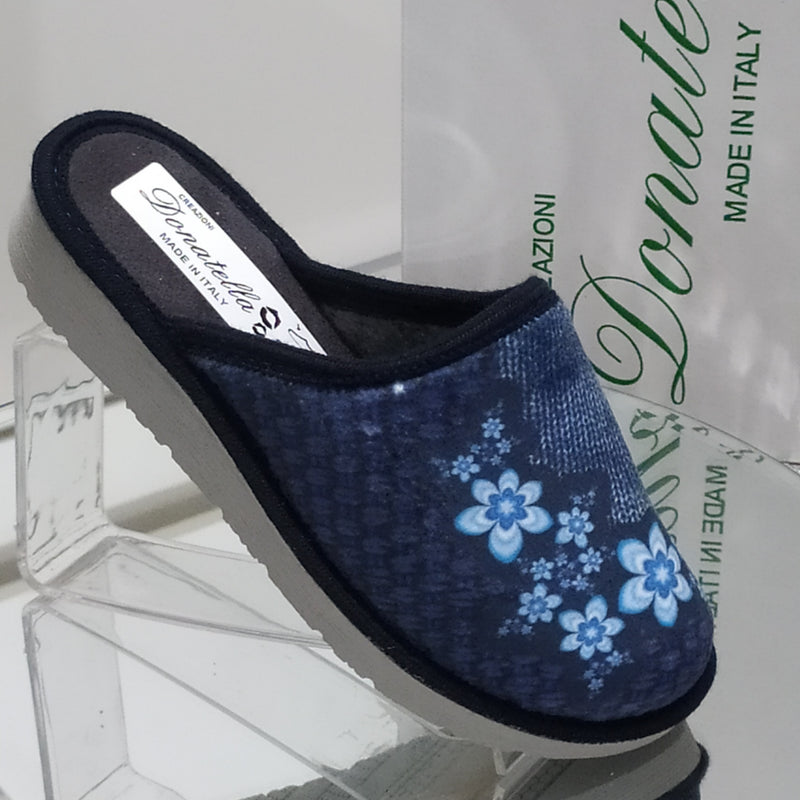 DONATELLA - Made In Italy Pantofole/Ciabatte Donna Inverno Tessuto Felpato Morbido Con Suola In Gomma