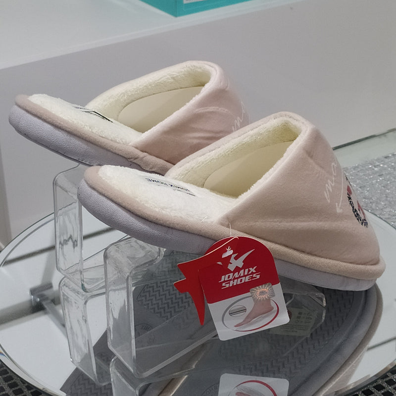 JOMIX - Pantofole/Ciabatte Donna Inverno Tessuto Felpato Morbido Con Suola In Gomma Flessibile