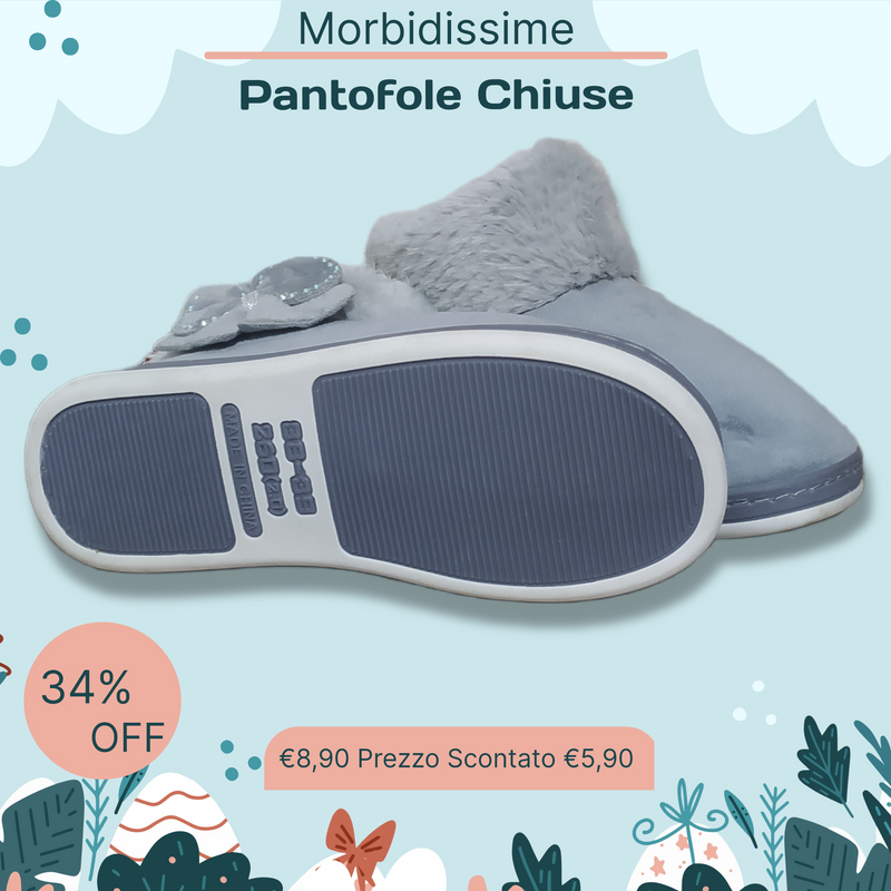 DUE MELE - Pantofole/Ciabatte Donna Inverno Chiuse Slip On Tessuto Felpato Morbido Con Suola In Gomma