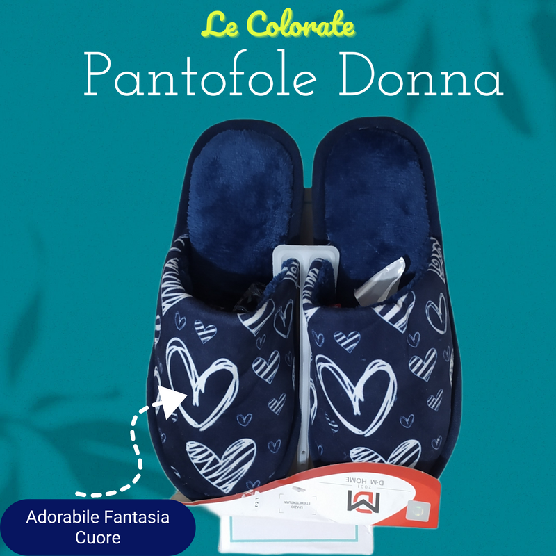 DUE MELE - Pantofole/Ciabatte Donna Inverno Tessuto Felpato Morbido Con Suola In Gomma