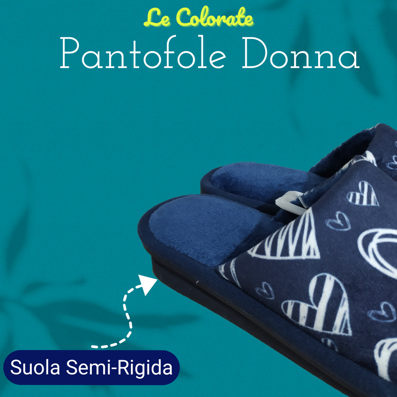 DUE MELE - Pantofole/Ciabatte Donna Inverno Tessuto Felpato Morbido Con Suola In Gomma