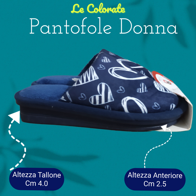 DUE MELE - Pantofole/Ciabatte Donna Inverno Tessuto Felpato Morbido Con Suola In Gomma