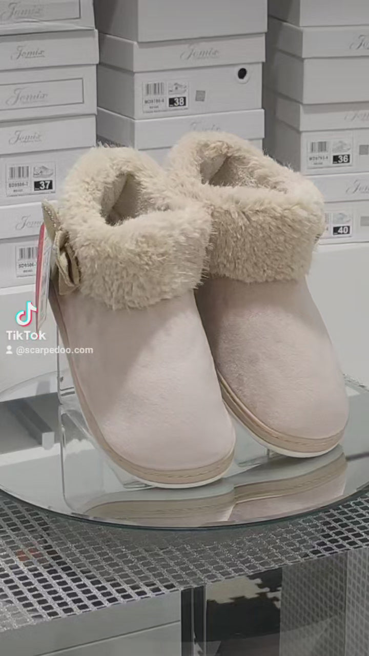 DUE MELE - Pantofole/Ciabatte Donna Inverno Chiuse Slip On Tessuto Felpato Morbido Con Suola In Gomma